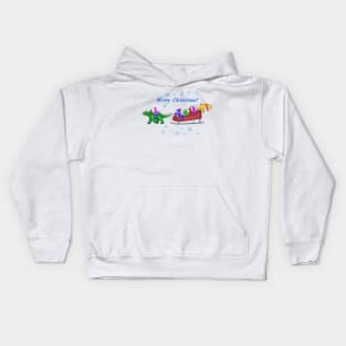 Dinosaur Sleigh Ride Kids Hoodie